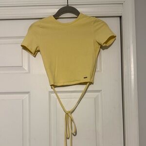 Hollister Yellow Tie Crop Top